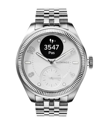 Montre Withings SCANWATCH NOVA BRILLIANT TITANIUM HWA10-10 Analogue-Digital Cadran Saphir Blanc Bracelet Acier inoxydable Acier Etanchéité 5BAR