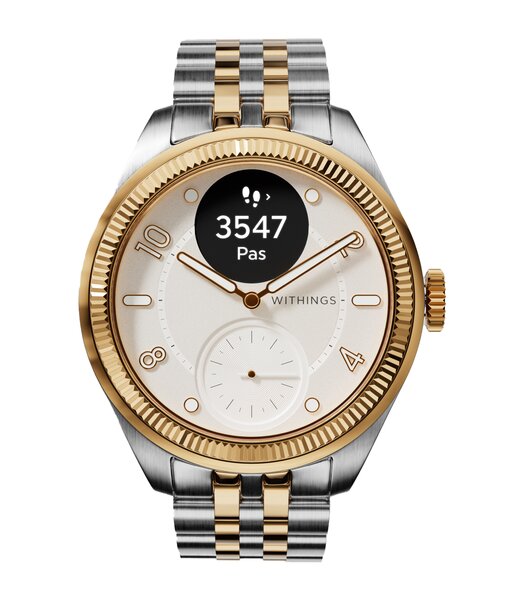 Horloge Withings SCANWATCH NOVA BRILLIANT GOLD HWA10-11 Analoog-digitaal Behuizing Saffier Wit Bracelette Roestvrij staal Staal / geelgoudkleurig Etan