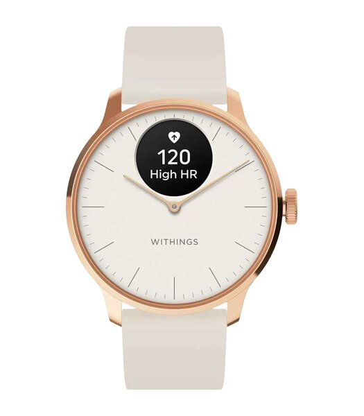 Horloge Withings SCANWATCH LIGHT Dames HWA11-01 Analoog-digitaal Behuizing Saffier Wit Bracelette Silicone Beige Etanchéiteiten 5BAR