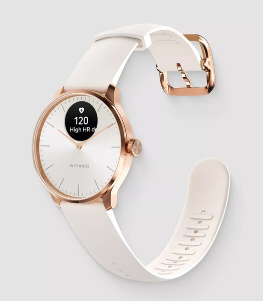 Horloge Withings SCANWATCH LIGHT Dames HWA11-01 Analoog-digitaal Behuizing Saffier Wit Bracelette Silicone Beige Etanchéiteiten 5BAR