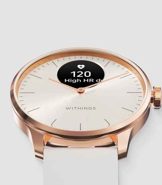 Horloge Withings SCANWATCH LIGHT Dames HWA11-01 Analoog-digitaal Behuizing Saffier Wit Bracelette Silicone Beige Etanchéiteiten 5BAR