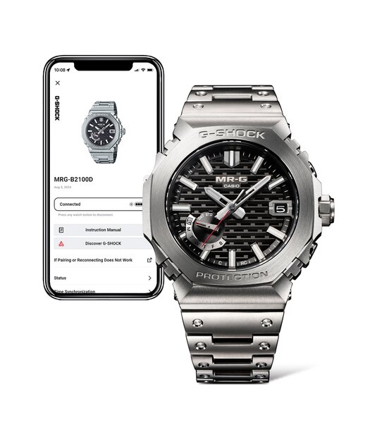 Montre CASIO G-SHOCK Homme MRG-B2100D-1ADR Analogue Cadran Saphir Bleu Bracelet Titane Argenté Etanchéité 20BAR