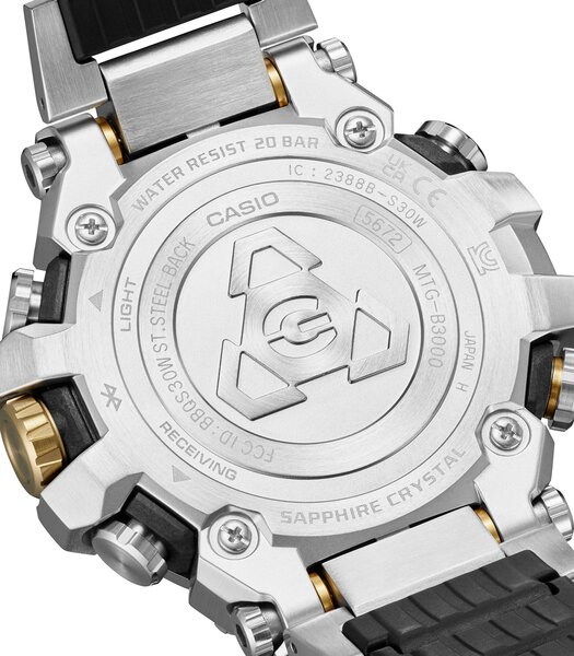 Montre CASIO G-SHOCK Homme MTG-B3000D-1A9ER Analogue Cadran Saphir Or Bracelet Acier inoxydable Argenté Boucle déployante Etanchéité 20BAR