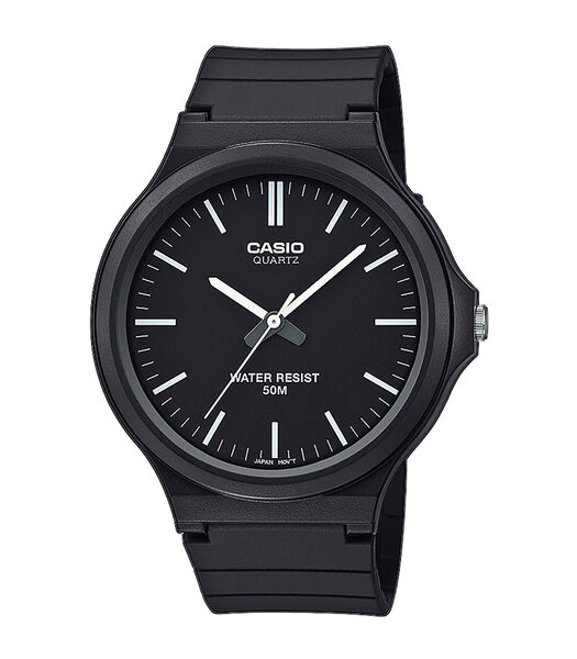 Montre CASIO CASIO COLLECTION Homme MW-240-1EVEF Analogue Cadran Acrylique Noir Bracelet RESINE Noir Boucle ardillon Etanchéité 5BAR