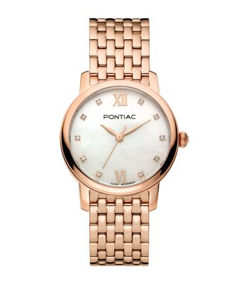 Montre PONTIAC AMBER Femme P10060 Analogue Cadran Saphir NACRE Bracelet Acier inoxydable Or rose BOUCLE DEPLOYANTE Etanchéité 5ATM