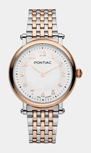 Montre PONTIAC WESTMINSTER Femme P10067 Analogue Cadran Saphir Blanc Bracelet Acier inoxydable Acier / or rose BOUCLE DEPLOYANTE Etanchéité 5ATM