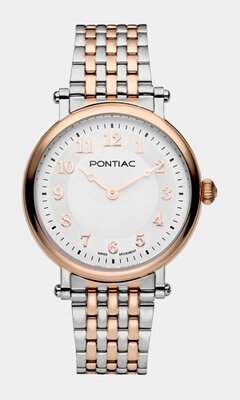 Montre PONTIAC WESTMINSTER Femme P10067 Analogue Cadran Saphir Blanc Bracelet Acier inoxydable Acier / or rose BOUCLE DEPLOYANTE Etanchéité 5ATM