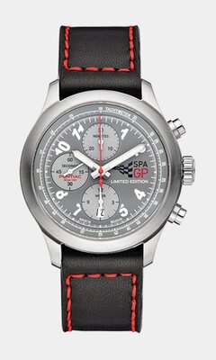 Montre PONTIAC RACING Homme P50002 Analogique Cadran Saphir Gris Bracelet Cuir Noir Boucle ardillon Etanchéité 5 ATM
