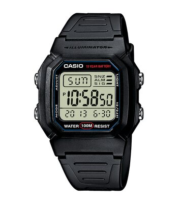 Montre CASIO CASIO COLLECTION W-800H-1AVES Digital Cadran Acrylique Noir Bracelet RESINE Noir Boucle ardillon Etanchéité 10BAR
